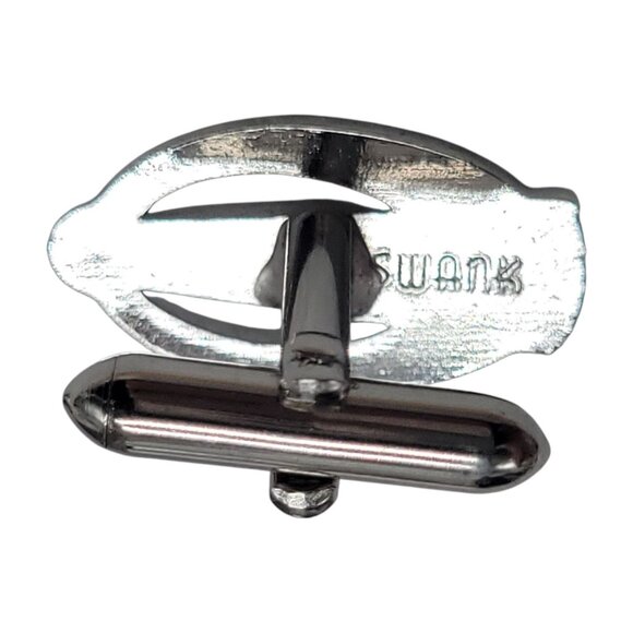 Vintage Swank Silver Tone Cufflinks With Blue Gemstone - Picture 6 of 12